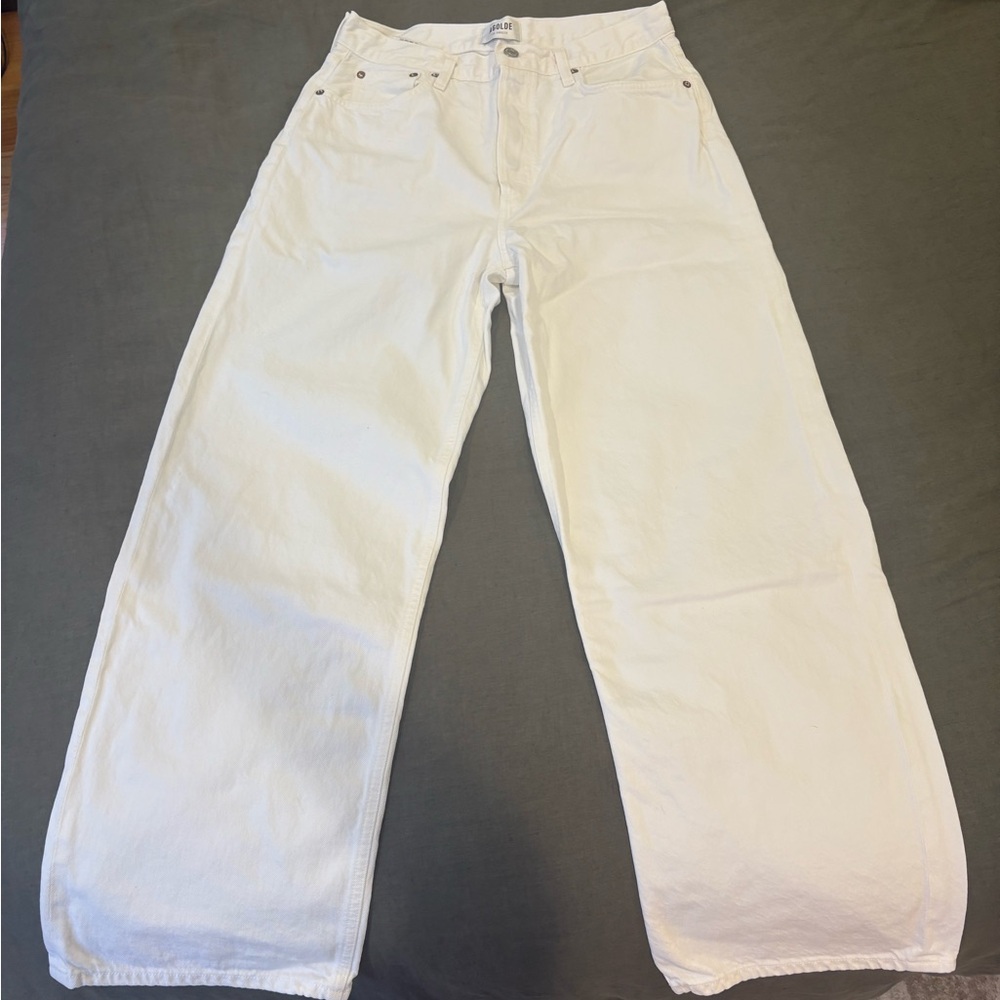 Agolde Women's Wide Leg White Jeans